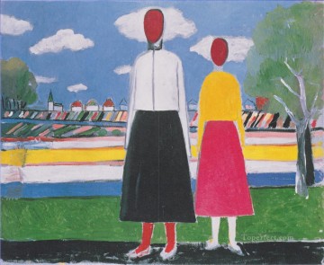 Kazimir Malevich Painting - two figures in a landscape 1932 Kazimir Malevich